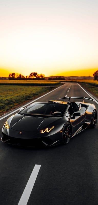 Sunset Bull, black, car, lamborghini, new, night, sport, sunset, supercar, mobile wallpaper, android wallpaper, iPhone wallpaper, phone wallpaper 