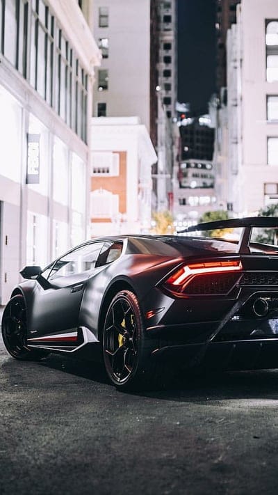 Batmobile, lamborghini, huracan, performante, black, car, supercar, sports, night, mobile wallpaper, android wallpaper, iPhone wallpaper, phone wallpaper