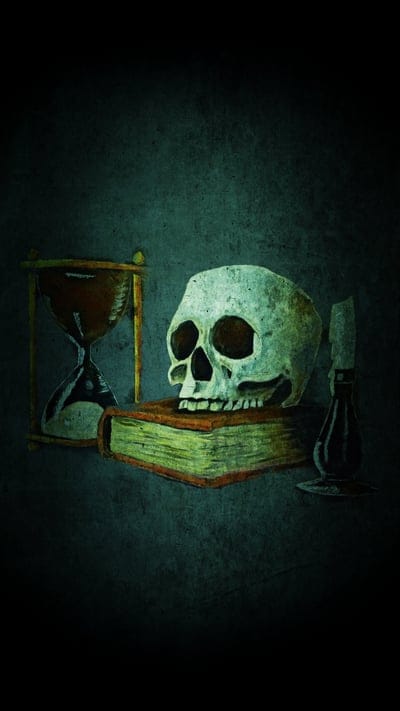Memento Mori, skull, death, hourglass, book, evil, dark
