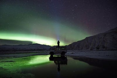 Northern lights,Car background,Starry Night,Travel,Iceland