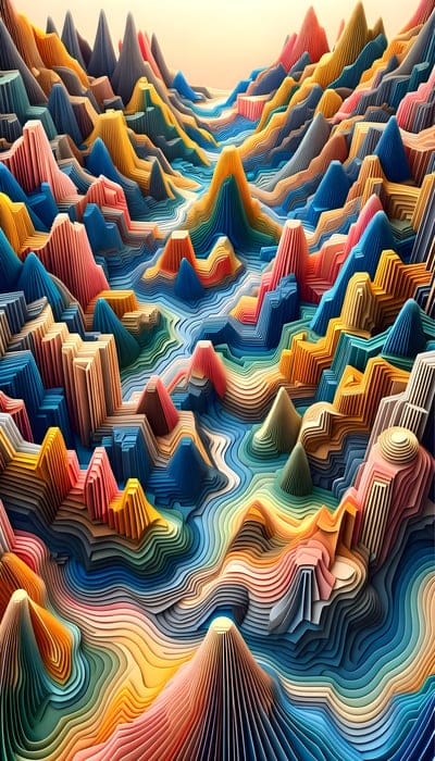 mountains,textures,stripes,colors,art