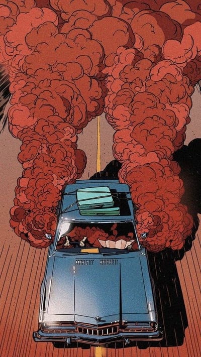 Hotbox, car, drawing, stationwagon, vintage, mobile wallpaper, android wallpaper, iPhone wallpaper, phone wallpaper