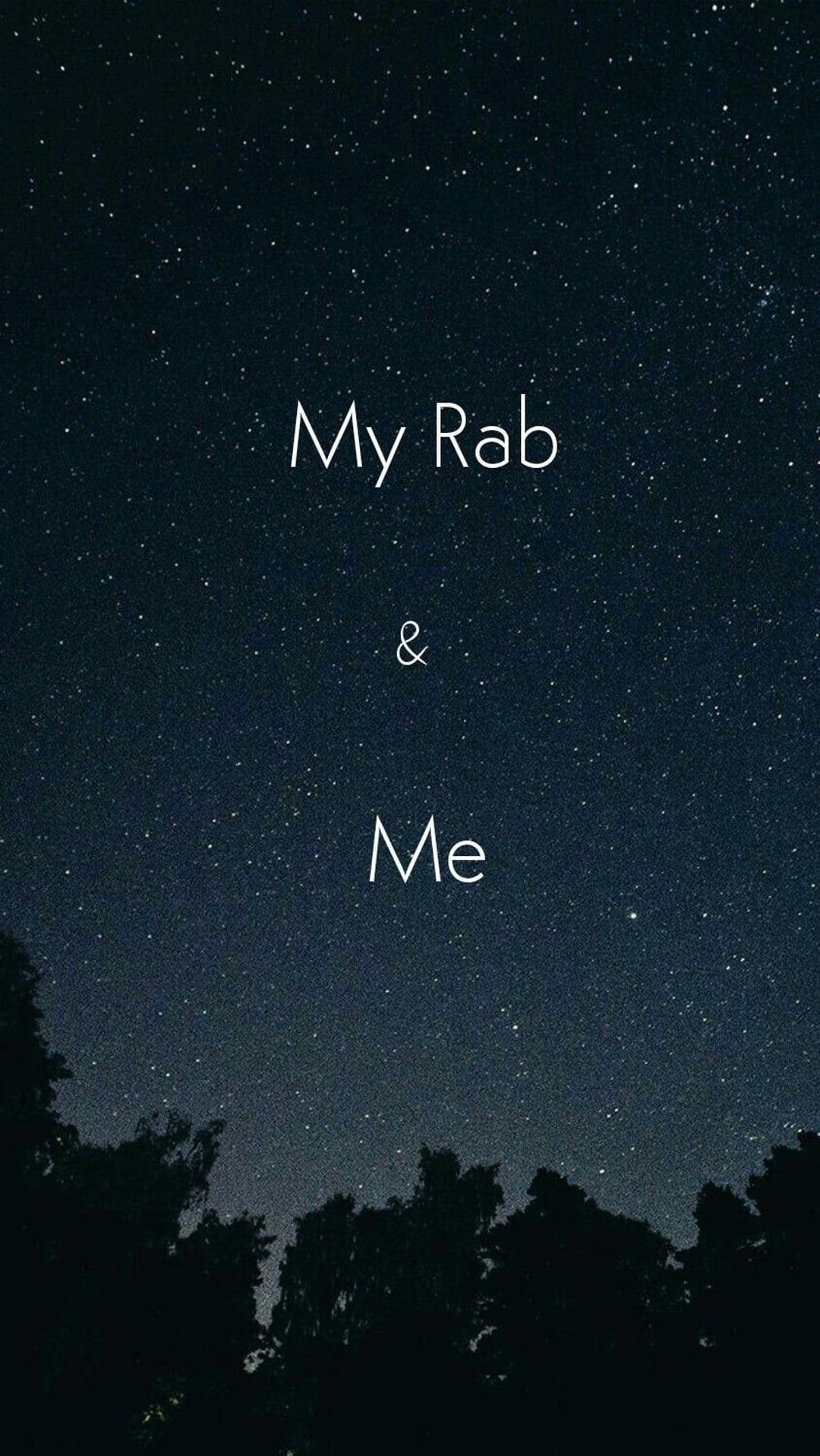 White script text reading My Rab and Me centered against a dark night sky filled with tiny glowing stars.