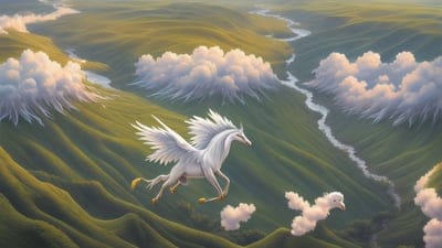 Cool,Flying,Clouds,Mountains,Horses,Animal,Mythical,Creature,Mythic,Legendary,Ai Artwork,Ai,Artwork,Wallpaper,Rare,Desktop Wallpaper,Scenery,Scene