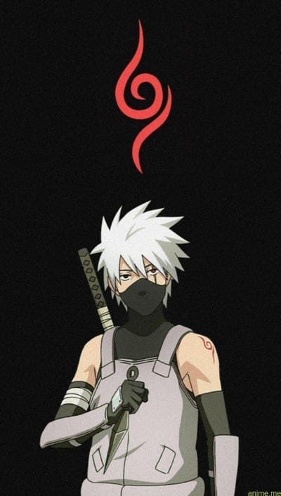 naruto,kakashi,anime,weapons,ninja,mask,black background,art