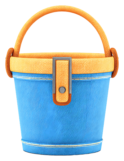 Bucket,Blue And Yellow Bucket,Handle,Container,Beach,Sand,Play.Summer