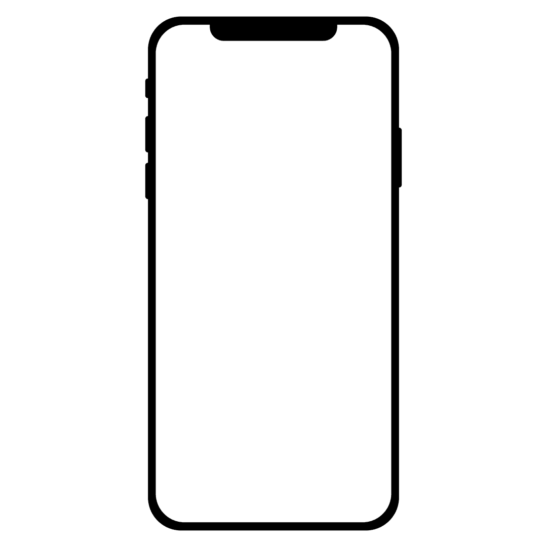 iPhone smartphone vector outlines showing minimalist black silhouettes with dynamic island and notch details.