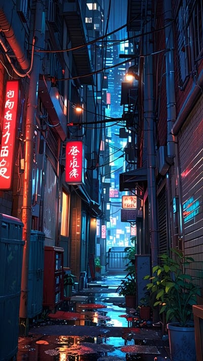 Alleyway,Anime,Anime Wallpaper,Wallpaper,8k Wallpaper,4k Wallpaper,Vibrant,Cool,Hd backgrounds,Hq Backgrounds,Cyber Punk