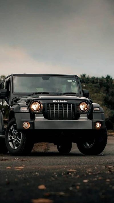 Mahindra Thar Car, Parked Car, black car, mobile wallpaper, android wallpaper, iPhone wallpaper, phone wallpaper