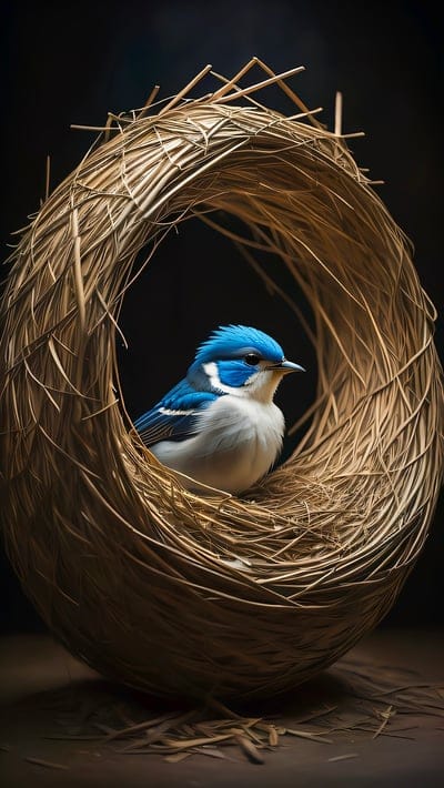 bird,blue,white,nest,art