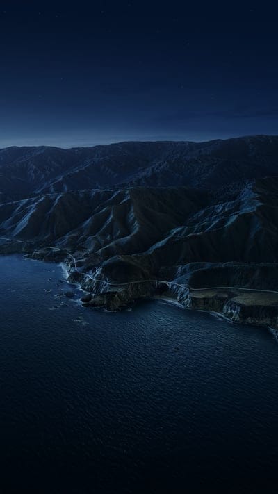 Big Sur, California, Coastline, Mountains, Night, Ocean, Highway, Aerial View, Dark, Blue, Landscape, Scenic, Travel, Outdoors, Pacific Coast, Rugged, Serene, Coastal Road, Wilderness, Tranquil