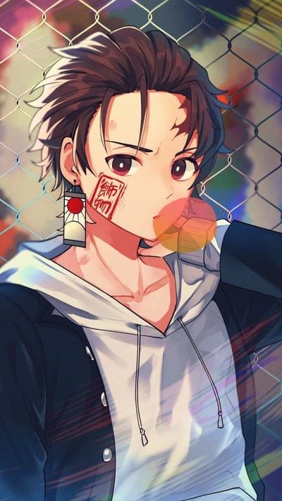 Tanjiro Kamado, Demon Slayer, modern, urban, anime, character, hoodie, Hanafuda, cool, bubblegum, contemporary, stylish, manga, fan art, protagonist, iconic, Nezuko, playful, unique, Kimetsu no Yaiba