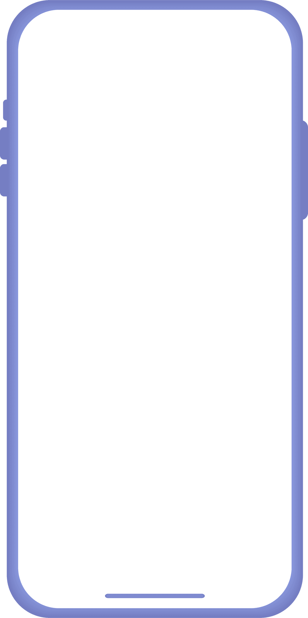 Minimalist iPhone mockup with a dynamic island cutout showing a black frame and colorful vector outline profile.