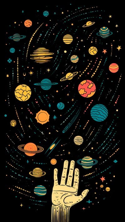 planets,rings,space,hand,art