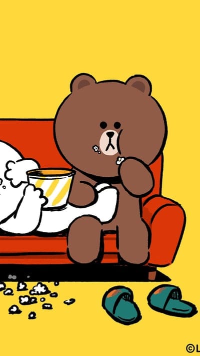 Line friends lazy,bear,bunny,cartoon,sofa