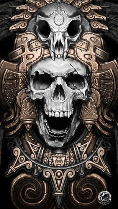 Aztec skull, skull, aztec 