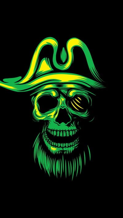 Green Pirate Skull, cool, skull