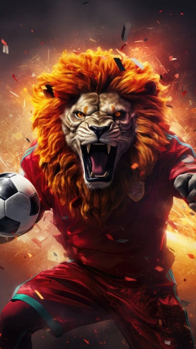 lion,grin,fangs,football player,football,art