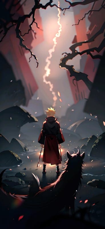 anime,naruto,fox,lightning,art