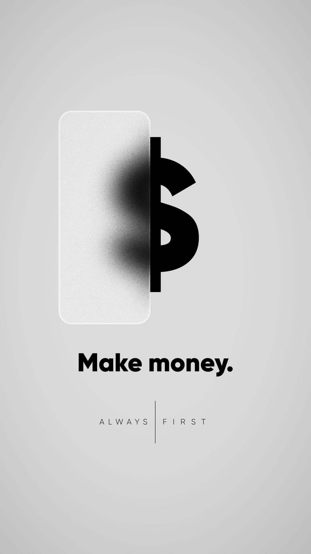 Dollar sign partially obscured by a frosted glass rectangle with bold text reading Make money on a gray base.