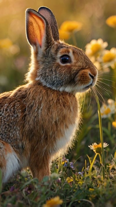 Kawai,Cute,Rabbit,Serene,Nature,Flowers