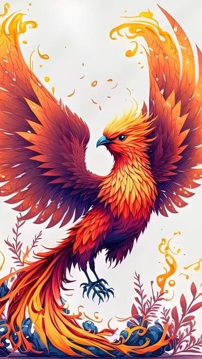 Phoenix Bird, White Background, immortal bird, art work