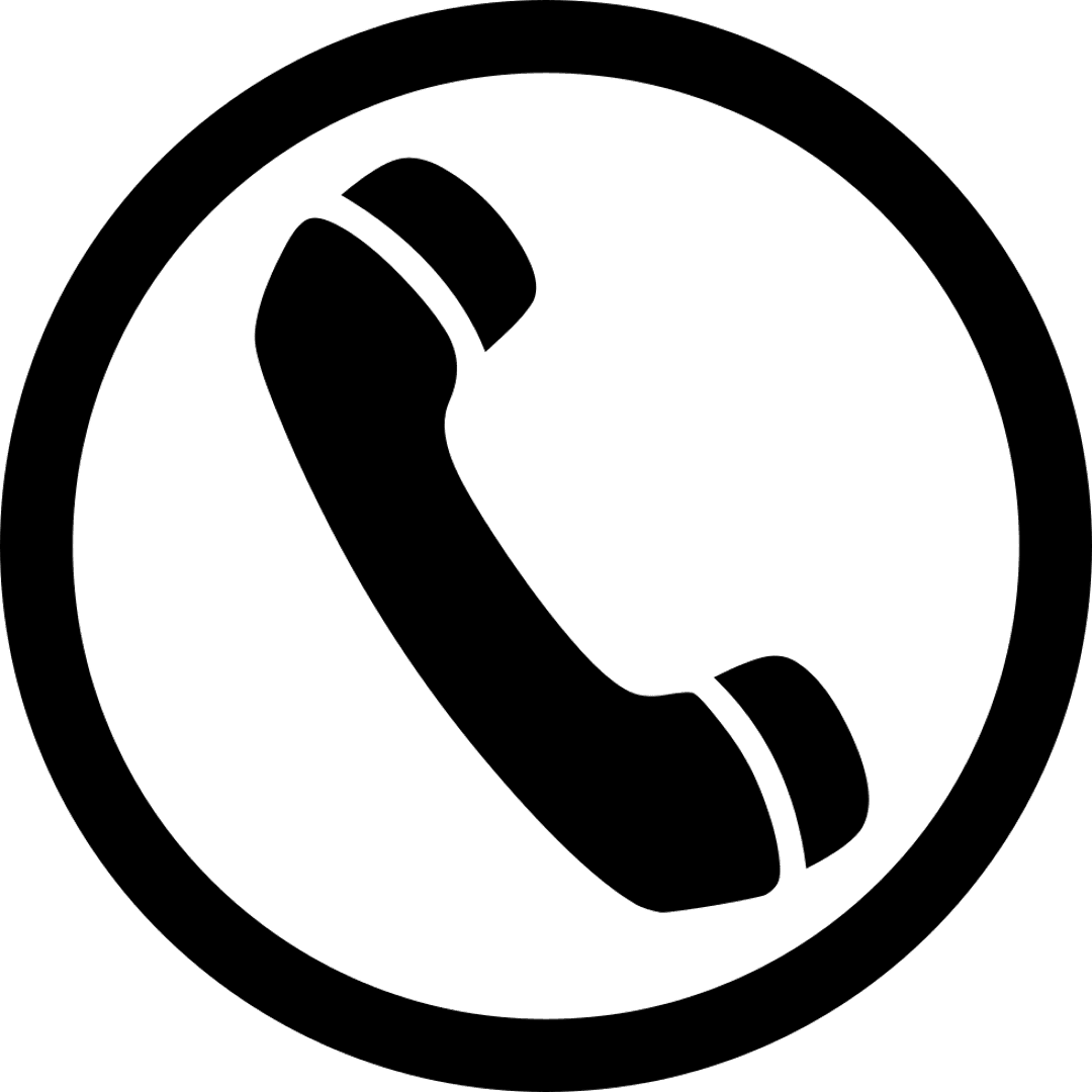 Telephone receiver icon with a minimalist black silhouette and clean rounded edges on a transparent background.