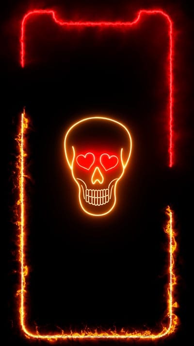 Heart Eyes Skull,amoled oled black background,cute,death,heart eyes,human,iframes frame frames glowing neon