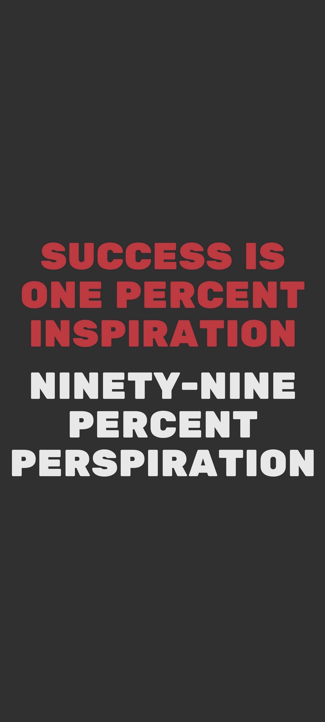 Bold white sans-serif text reading a motivational success quote centered on a solid matte black background.