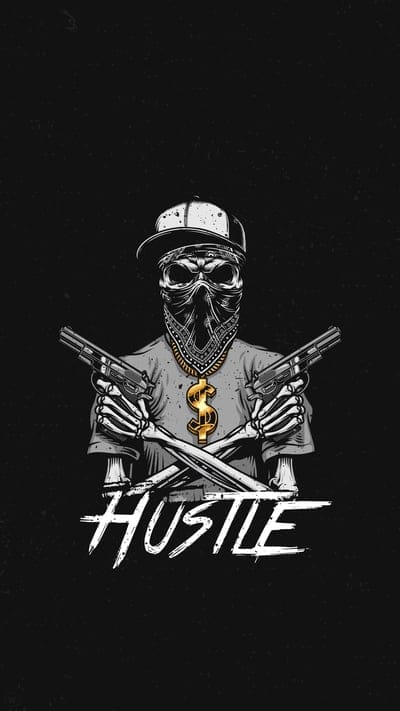 skull,gang,gun,pistol,hustle,dollar,money