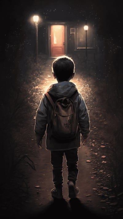 boy,lonely,house,lights,night,ai,art