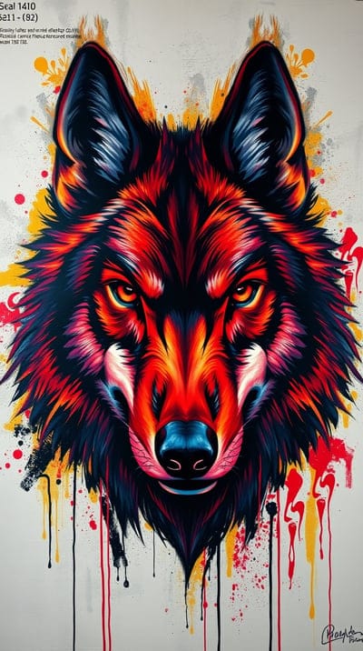 Wolf,Devil,Red,Cool,Acrylic,Paint,Colorful,Closeup,Animals,8k wallpapers,4k wallpapers,Hd backgrounds,hq backgrounds,wallpaper,acrylic Paint