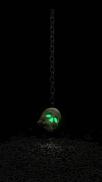 Decapitated, Ancient, bad, black, bones, chain, cool, dark, dead, evil, frozen, glow, green, oled, pile, rotating,skull,spot,turntable