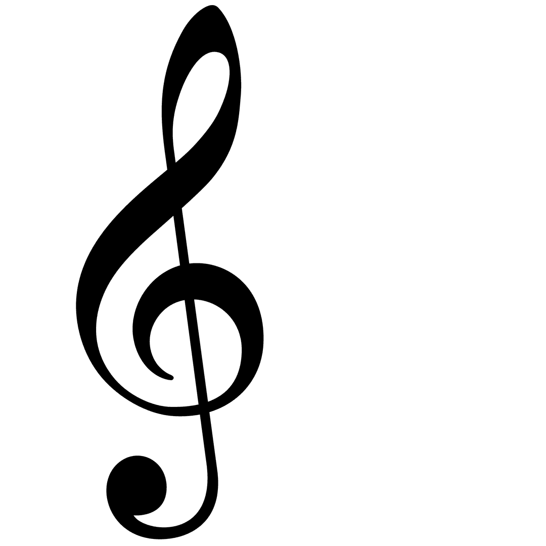Musical note silhouette featuring sharp black edges and a clean vector style against a transparent background.