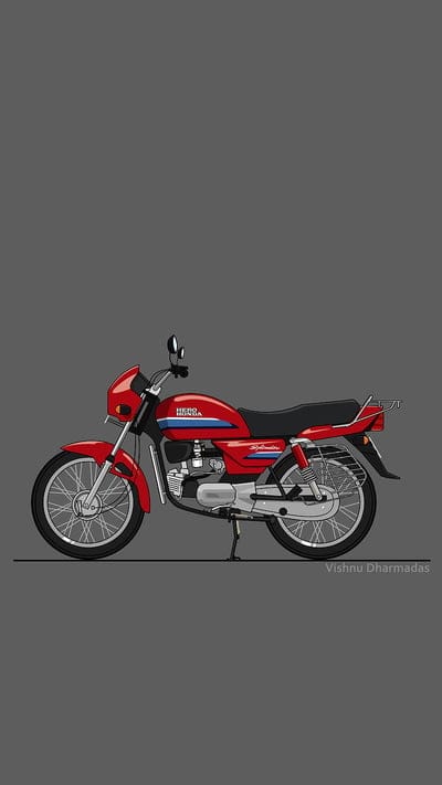 hero honda splendor, digital art, hero honda, india bike, indian pride, love, mobile, nostalgia, red, vintage, mobile wallpaper, android wallpaper, iPhone wallpaper, phone wallpaper