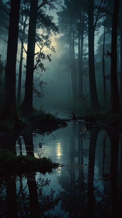 Spooky,Scary,Dark,Forest,Pond,Cool,Aesthetic