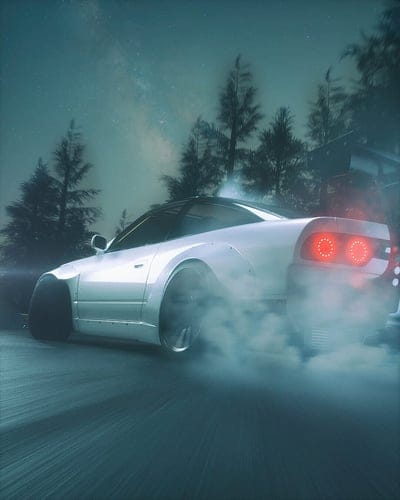 car, white, drift, smoke, asphalt, mobile wallpaper, android wallpaper, iPhone wallpaper, phone wallpaper