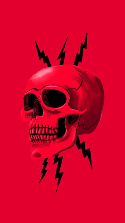 Thunder Skull,My,art,black,bones,colorful,dead,death,digital,drawing,lightning, occult,red,strong,vibrant