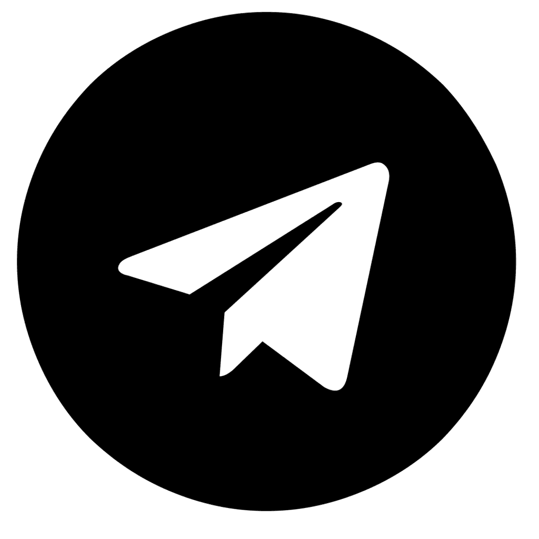 Telegram logo icon shows white paper plane inside light blue circle against transparent background.