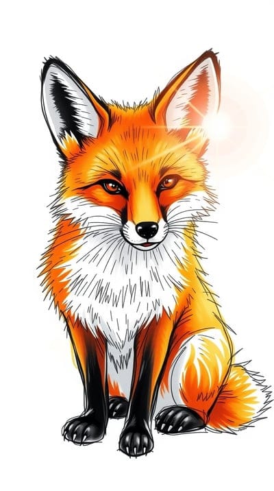 Fox,Orange,Sketch,Hand Drawn,Color Sketch,Hd Backgrounds,Hd Wallpapers,4k wallpapers,8k wallpapers,High Quality,Hand Made,Animal,Majestic