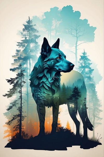 Wolf,Forest,Cool,Blue
