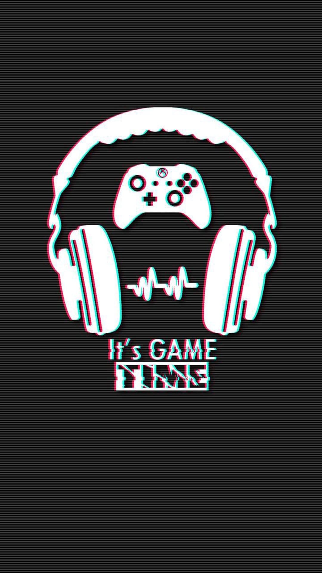 White gaming headset and Xbox controller silhouettes with red and cyan glitch distortion on a dark background.