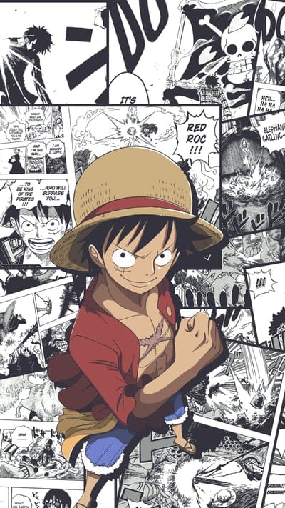 One Piece, Luffy, manga, anime, character, action, iconic, pirate, Straw Hat, hero, fan art, shonen, comic, adventurous, battle, cool, determined, panel, design, Monkey D. Luffy