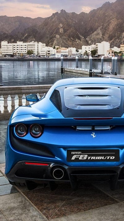 Ferrari F8 TRIBUTO, 2020, blue, car, new, supercar, mobile wallpaper, android wallpaper, iPhone wallpaper, phone wallpaper