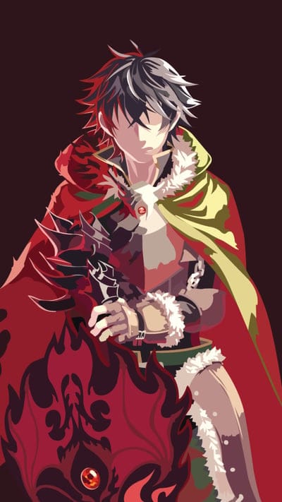The Rising of the Shield Hero, Naofumi Iwatani, anime, character, shield, hero, armored, fantasy, determined, red cape, green cape, dark, iconic, fan art, defender, strength, resilient, manga, Isekai, powerful