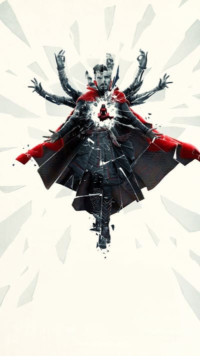 Doctor Strange, Marvel, Multiverse, Digital Art, Abstract, Shattered Glass, Cinematic, Comic Book, Sorcerer, Magic, Visual Effects, Dimension, Fractured Reality, Superhero, Hero, Poster Art, White Background, Concept Art, Mystical, Time