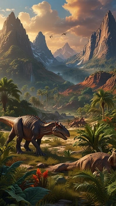 Cool,Dinosaurs,Serene,Mountains