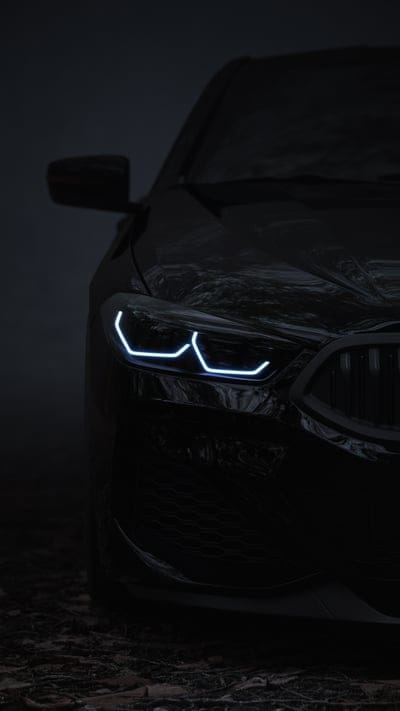 bmw,car,black,headlight,neon,fornt view