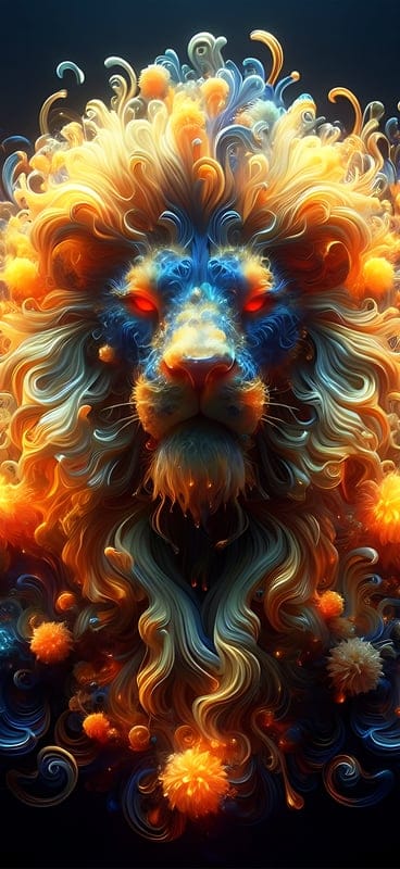 lion,animal,predator,curls,mane,glow