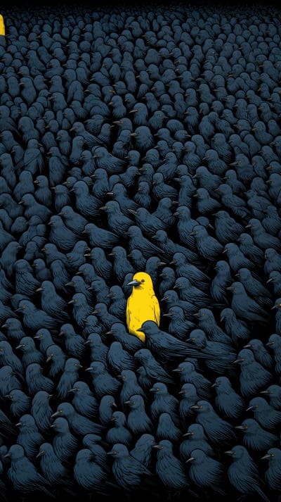 bird,crows,loneliness,yellow,black,art
